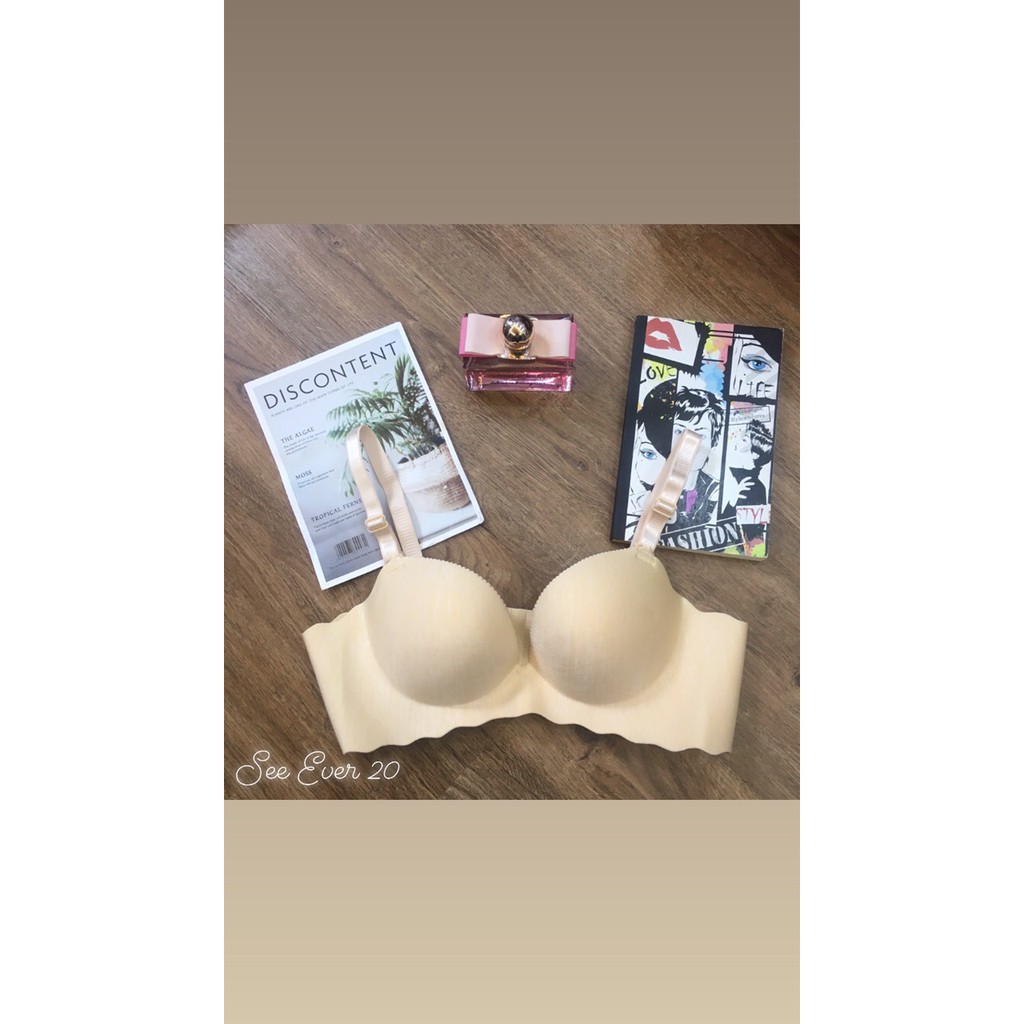 Áo Lót Nữ Đúc Su Kẻ Thông Hơi Đệm Dày Không Gọng Nâng Ngực Chất Liệu Thoáng Ms32