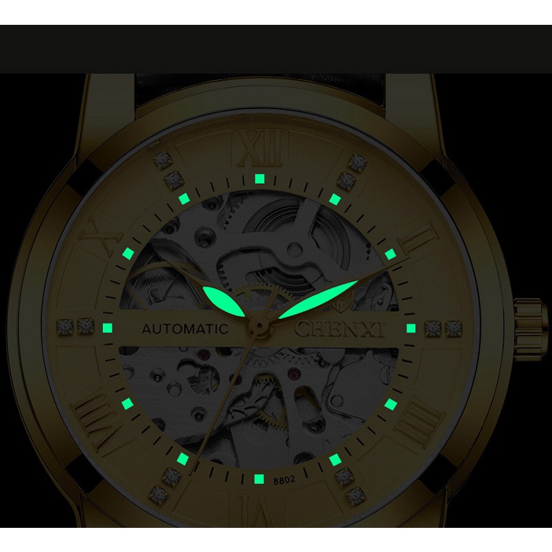 Đồng Hồ Cơ Tự Động Chexi Với Dây Đeo Da Chống Thấm Nước