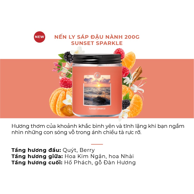 Nến Ly Sáp Đậu Nành Goose Creek 7oz - 200g - Sunset Sparkle