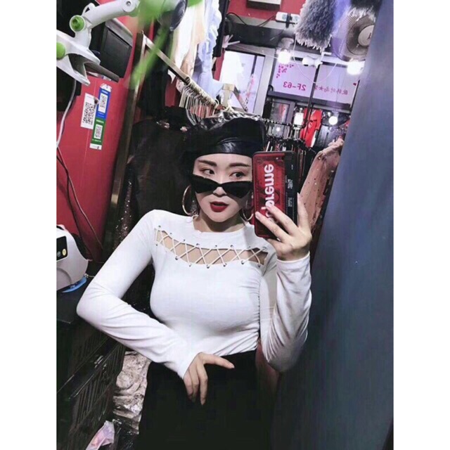 Áo croptop đan ngực ( ảnh thật ) (ngang)