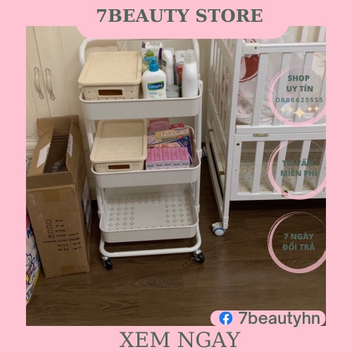 Xe đẩy spa 3 Tầng có Bánh Xe Đa Năng - XDT01