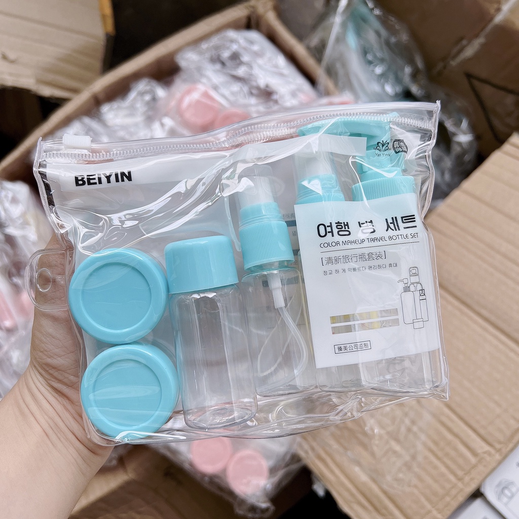 Combo bộ chiết mỹ phẩm 7 món tặng kèm túi zip