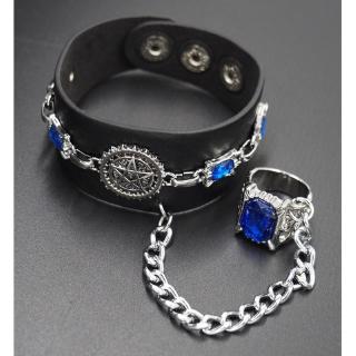 Vòng Tay Da Gắn Mặt Kim Loại Phong Cách Punk Cá Tính