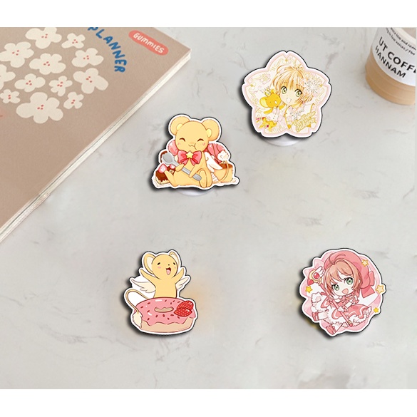 kẹp điện thoại mica tonton KMC5 giá đỡ cute totoro vô diện chuột vàng shin one piece sumikko jinbeisan kero CCS