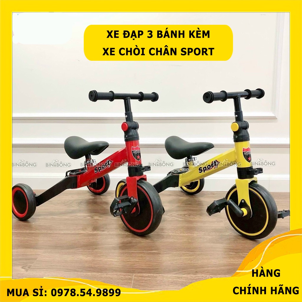 Xe đạp 3 bánh cho bé từ 2 đến 5 tuổi sport Xe chòi chân thăng bằng có bàn đạp điều chỉnh độ cao yên xe