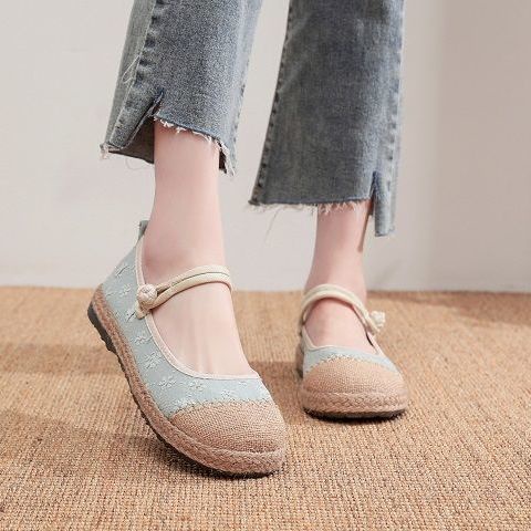 Giày Búp Bê Vải Lanh Thêu Hoa Xinh Xắn Size 35-41 5 Kiểu