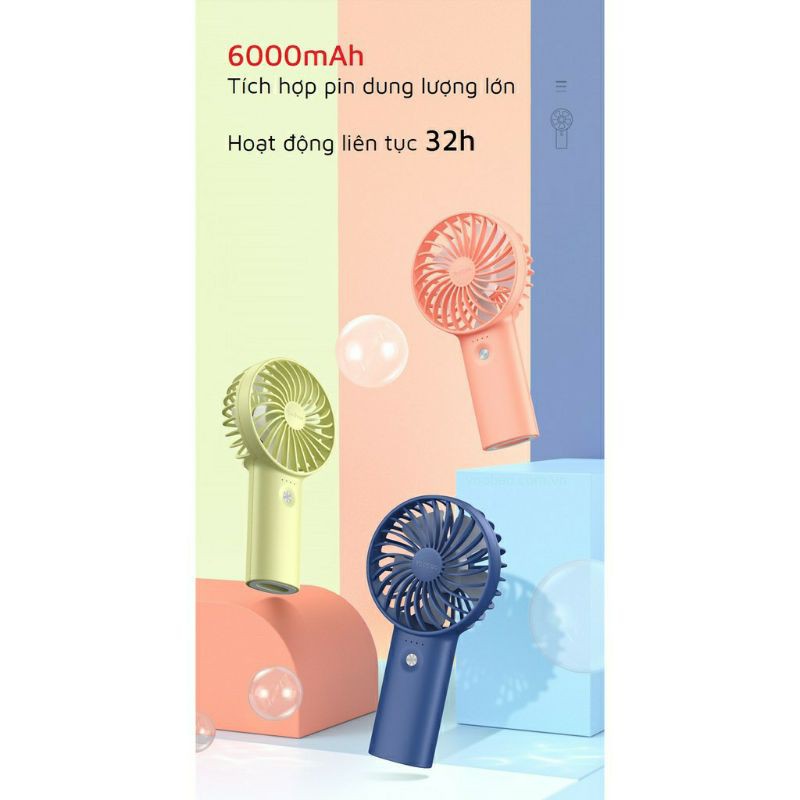 Quạt sạc tích điện mini cầm tay có thể đặt bàn Yoobao F3 6000/3000mAh có thể chạy 32 giờ liên tục