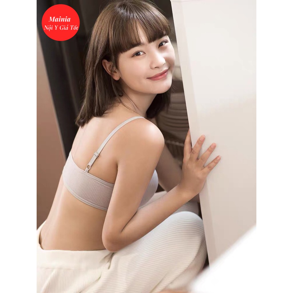 Áo  Bra Cotton Thun Gân Tăm 2 Dây Màu Trơn Co Giãn Áo Lót Học Sinh Mainia Shop