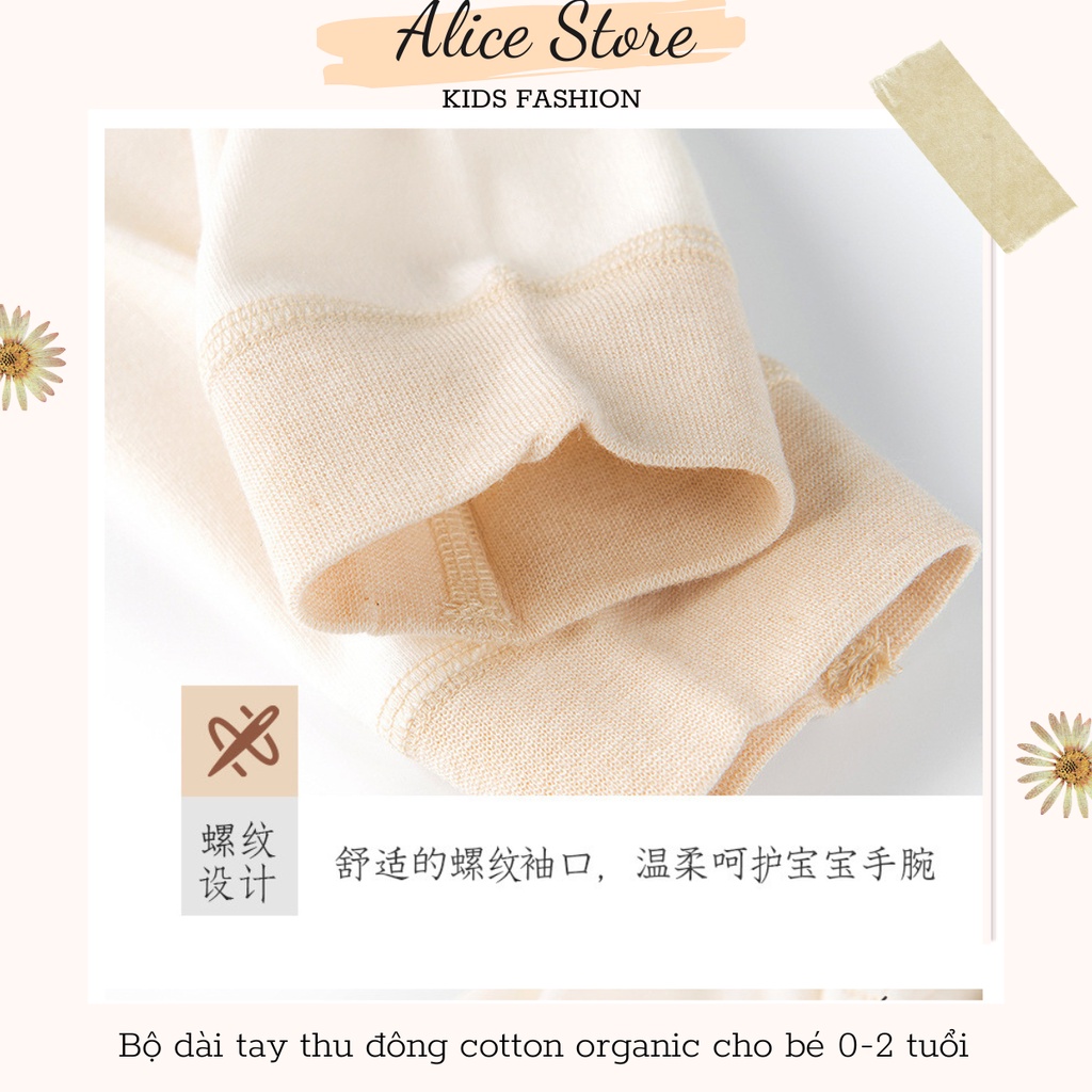 Quần áo trẻ em 💖FREESHIP💖 Bộ quần áo thu đông dài tay cotton hữu cơ tự nhiên 100% cotton organic cho bé 0-2 tuổi