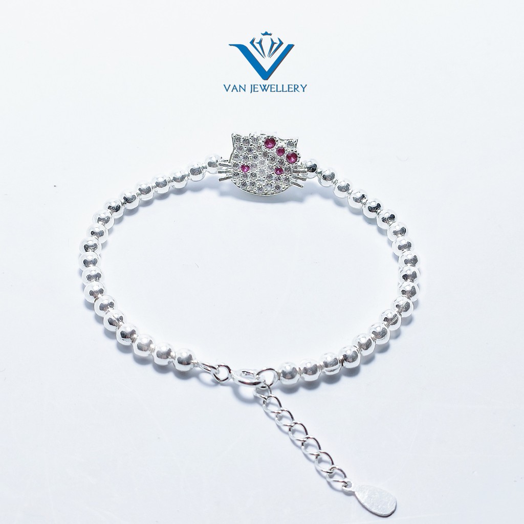 [Mã FAMAYFA giảm 10K đơn 50K] Lắc bi mèo hello kitty bạc ta cho bé (hàng mới về 17/07 mẫu mèo 3D 2 mặt)_Van jw