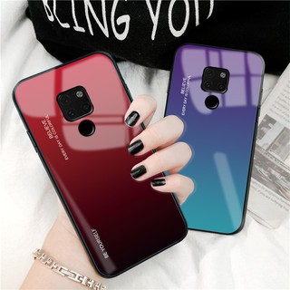 Ốp điện thoại silicon mặt kính cường lực màu trơn đẹp mắt cho Huawei Mate 20
