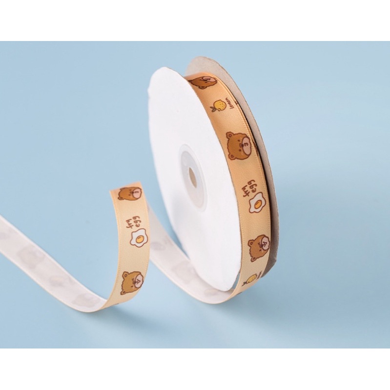 cuộn ruy băng họa tiết gấu nâu size 25m x 2cm