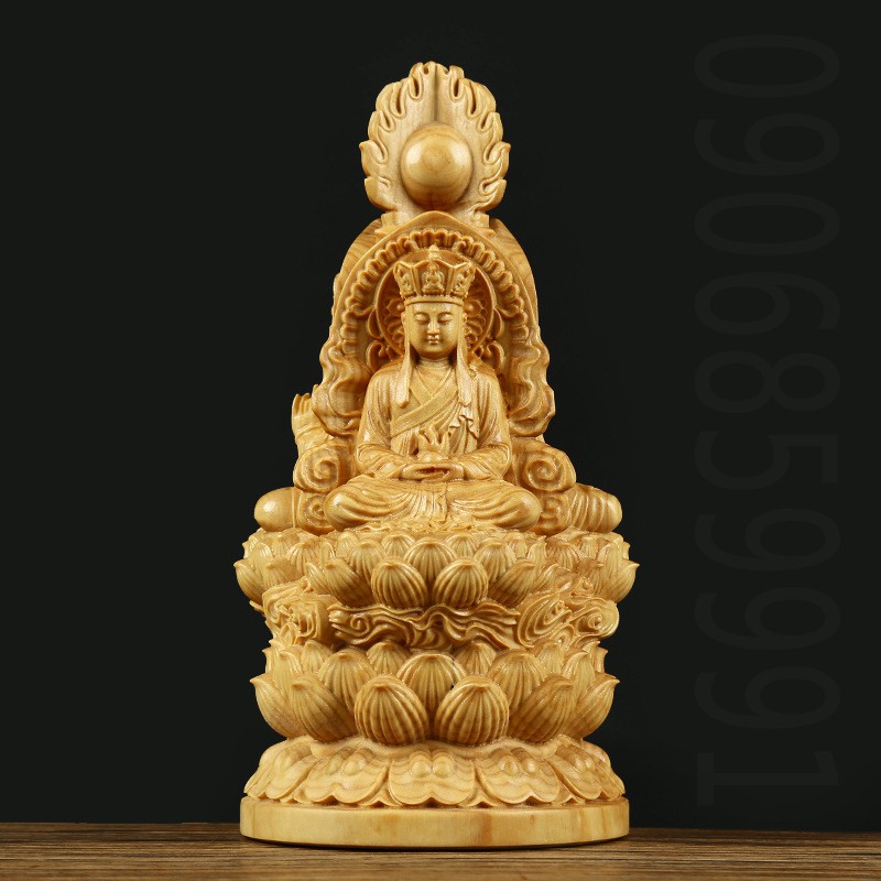 Tượng gỗ Tây Phương Tam Thánh khắc 3 mặt