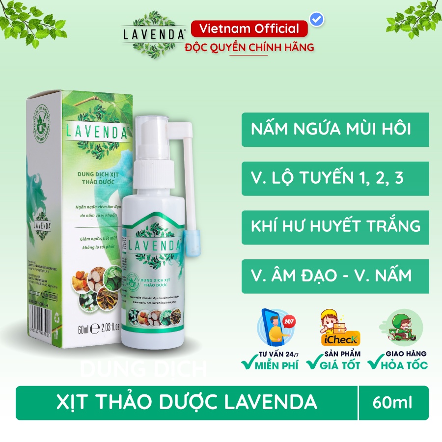 Combo bộ 3 LAVENDA xóa sổ khí hư, huyết trắng, nấm ngứa (1 xịt Lavenda 60ml + 1 rửa Lavenda 275ml + 1 Lavenda Plus 50g)