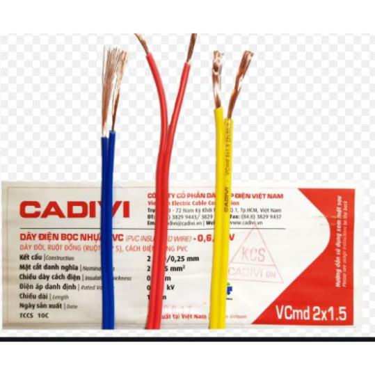 [Bán lẻ theo mét] Dây điện đôi mềm Cadivi 2x0.75 (2x24), 2x1.5 (2x30) mm- Hàng chính hãng