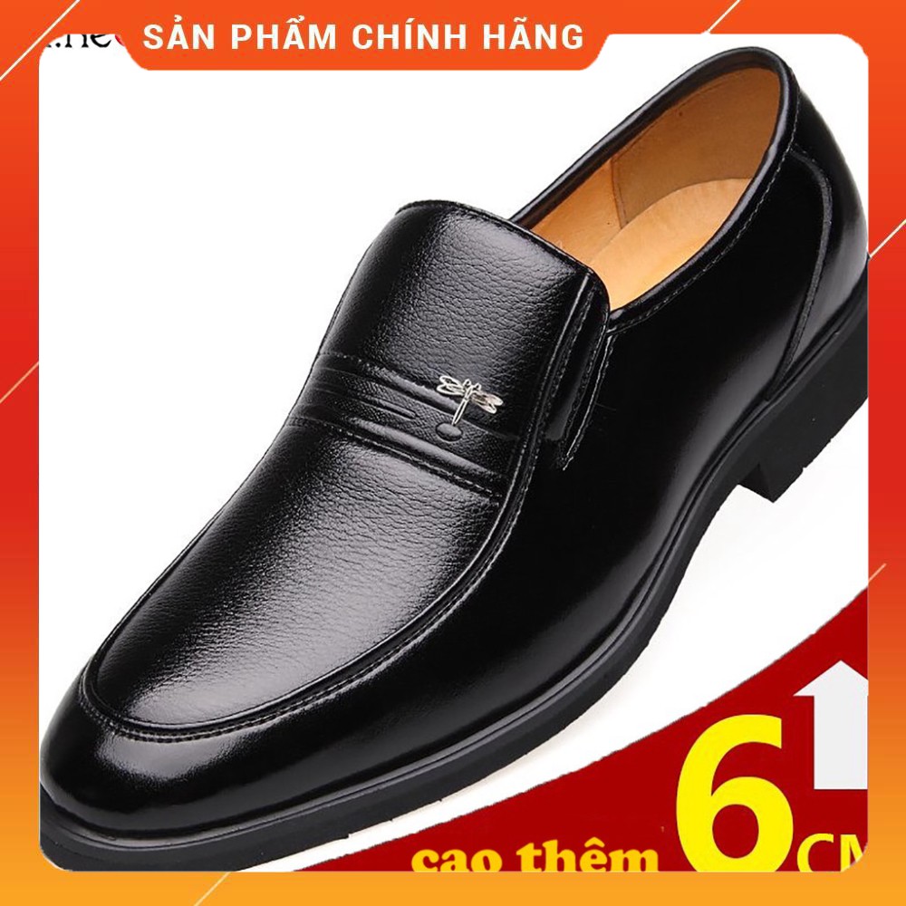 Giày da nam trung niên - giày da cấp HT.NEO da bò xịn hàng đẹp tăng chiều cao thêm 6cm kết hợp quần áo siêu đẹp DD21