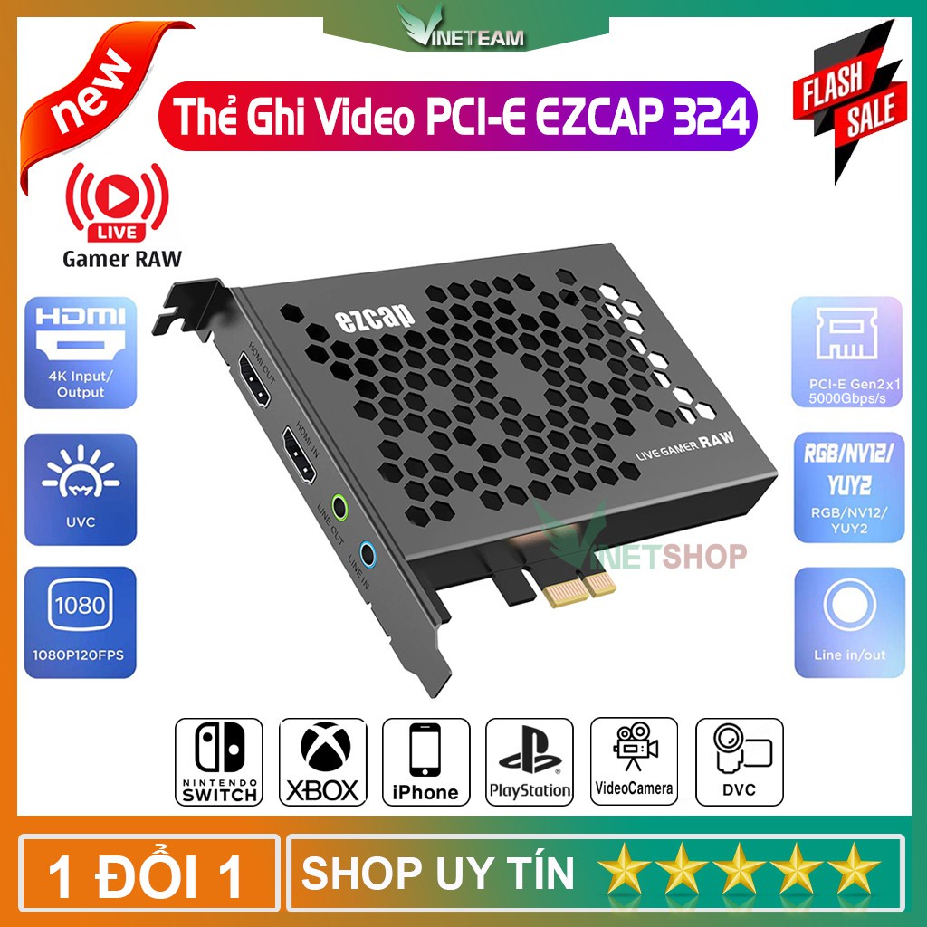 EZCAP 324 Thiết Bị Ghi Hình 4K PCIe Live Gamer RAW Ghi Và Phát Trực Tiếp Trò Chơi Cho PS3 PS4/5 Xbox Nintendo -dc4628