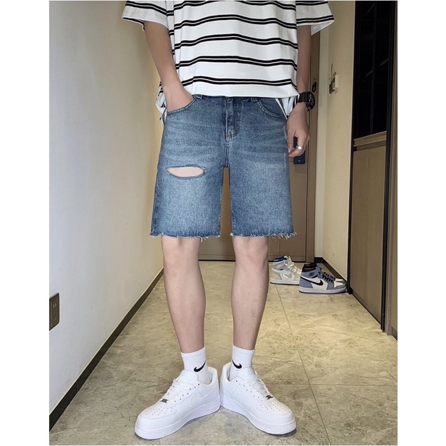 QUẦN SHORT JEANS RÁCH ĐÙI FORM UNISEX NAM NỮ (kèm ảnh thật)