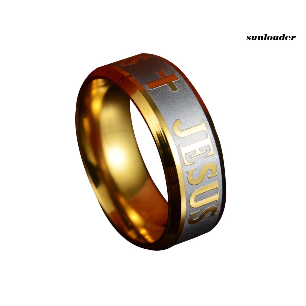 Nhẫn Thép Không Gỉ Khắc Chữ Jesus Dành Cho Nam Và Nữ