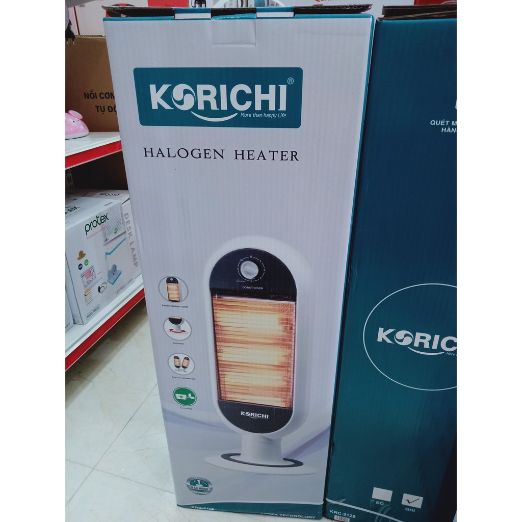 Đèn Sưởi 3 Bóng Korichi- Quạt sưởi xoay đảo chiều-KRC2128
