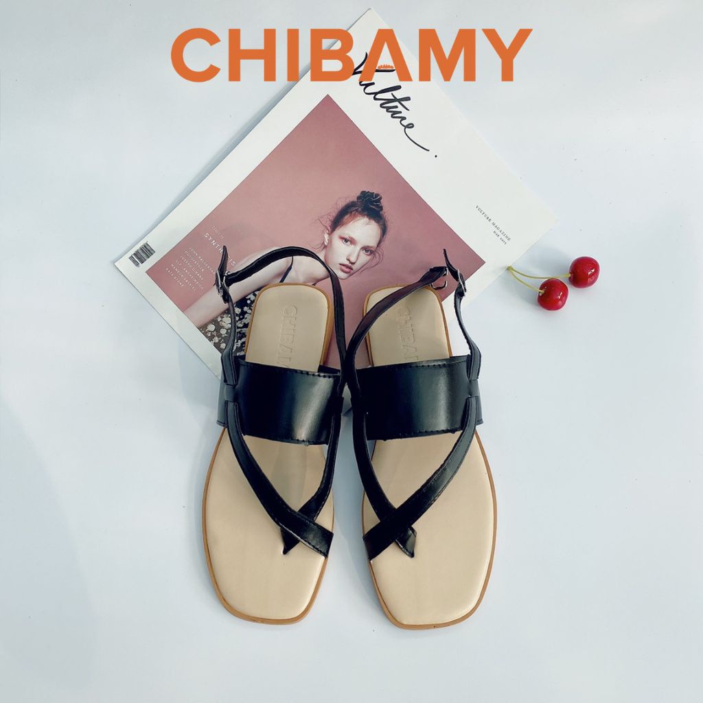 Dép Sandal xỏ ngón LA MÃ quai chéo đế bệt dẻo, chất da mềm