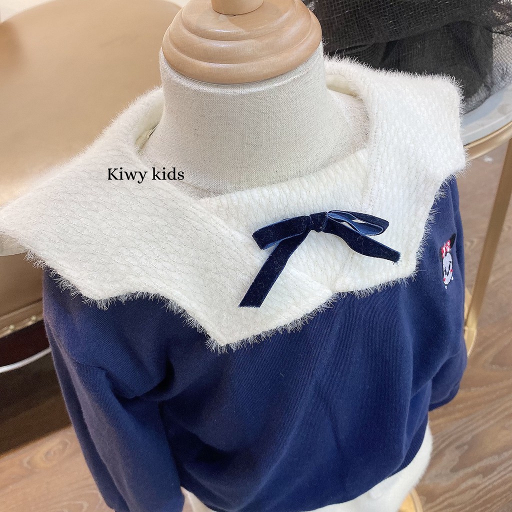 [SUPER SALE - HÀNG QUẢNG CHÂU] Set áo váy len lông Kiwy Kids DMF L1921 SIÊU ẤM CHO BÉ GÁI TỪ 3 ĐẾN 6 TUỔI