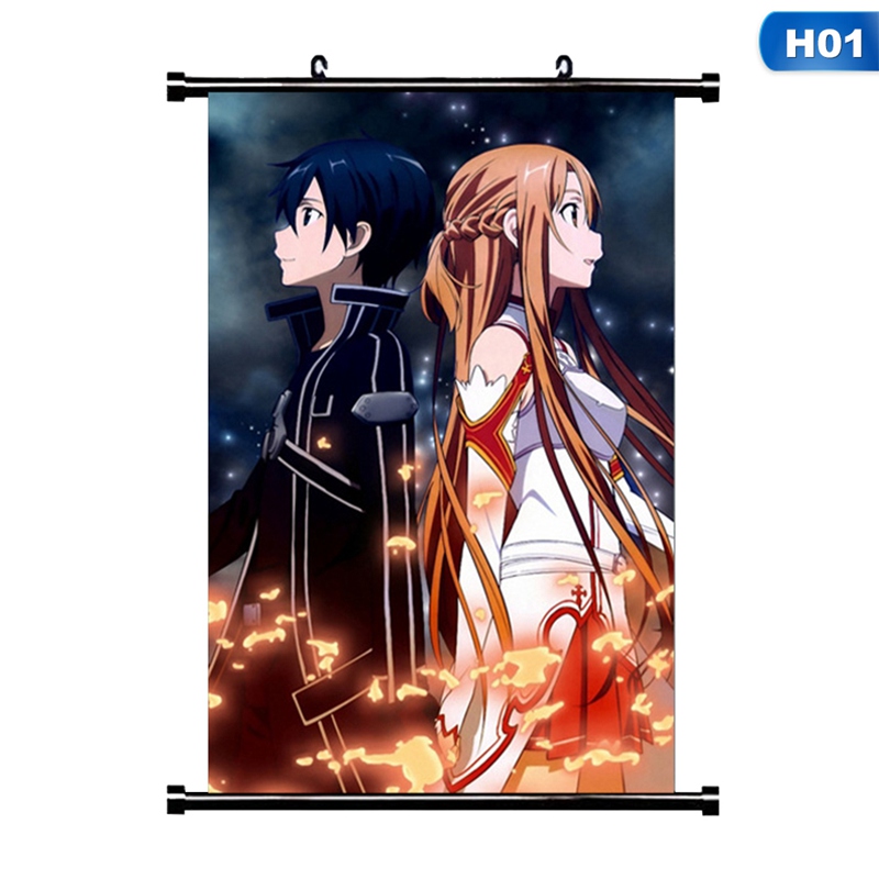 Tranh vải cuộn trang trí in hình anime Sword Art Online