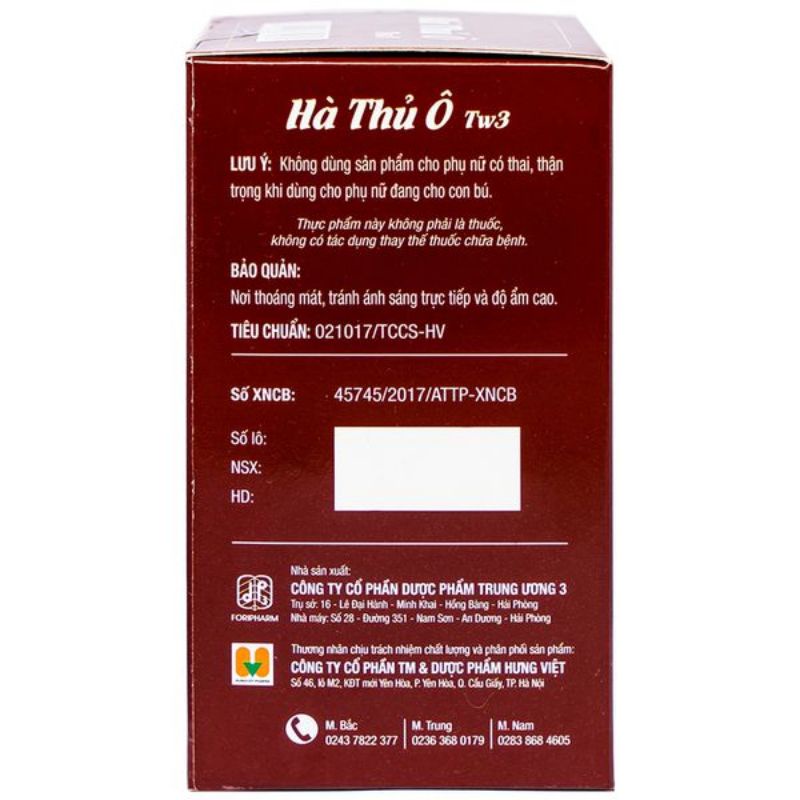 Combo HÀ THỦ Ô TW3 - Liệu trình 8 hộp 60 Viên - Hết lo bạc tóc, rụng tóc, giúp mọc tóc...