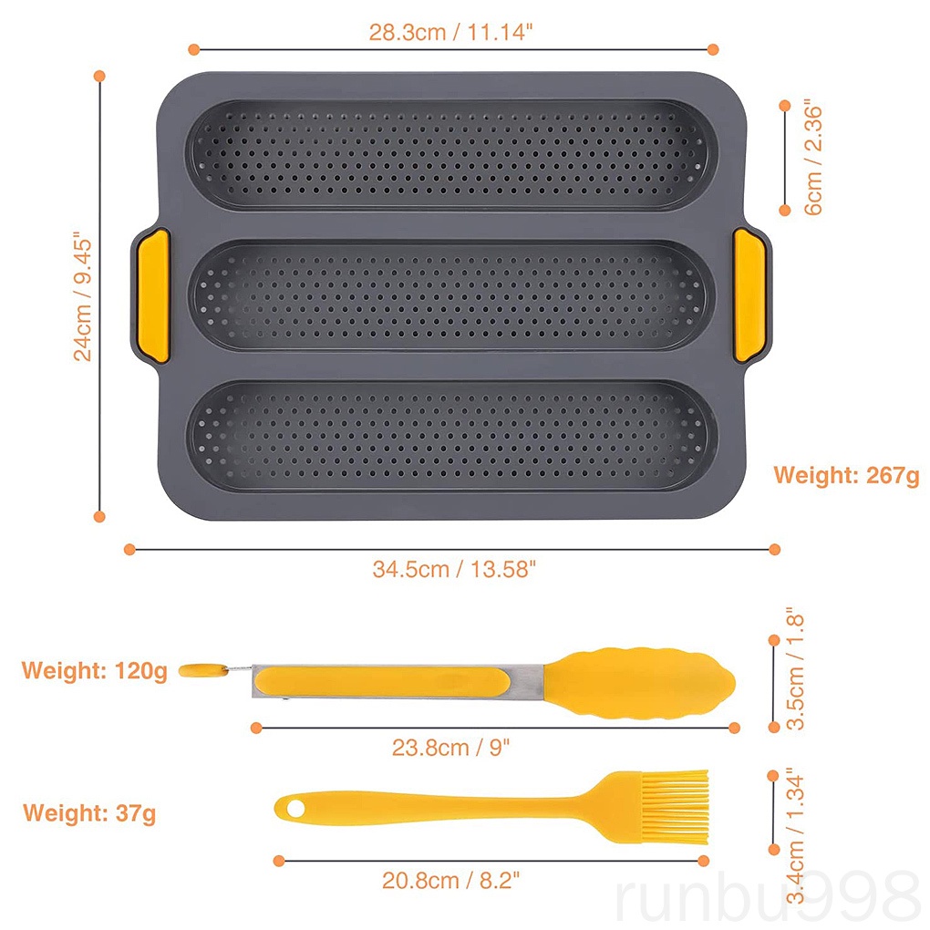 Set 3 Khuôn Silicone Làm Bánh Mì Sóng Chống Dính Runbu998