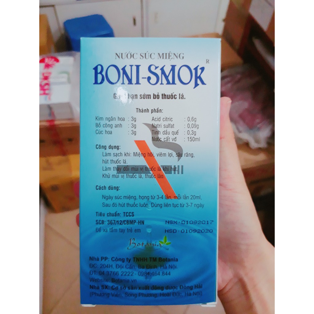 Nước súc miệng Boni-Smok Boni Smoke Boni Smok giúp bỏ thuốc lá 150ml/ 250ml