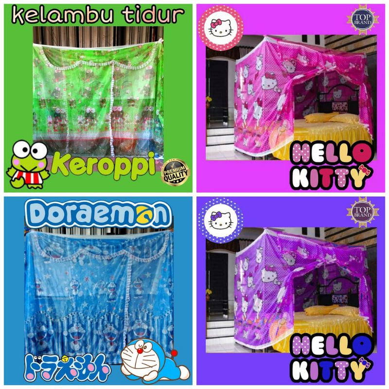 Màn Chống Muỗi Hình Nhân Vật Hello KITTY DORAEMON KEROPPI Kích Thước 180x200