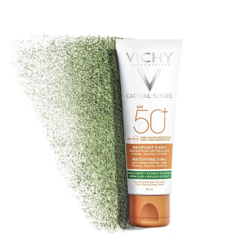 [CHÍNH HÃNG CÓ TEM] VICHY Capital Soleil Mattifying 3 In 1 SPF50+ 50ml - Kem Chống Nắng VICHY Không Gây Nhờn Rít