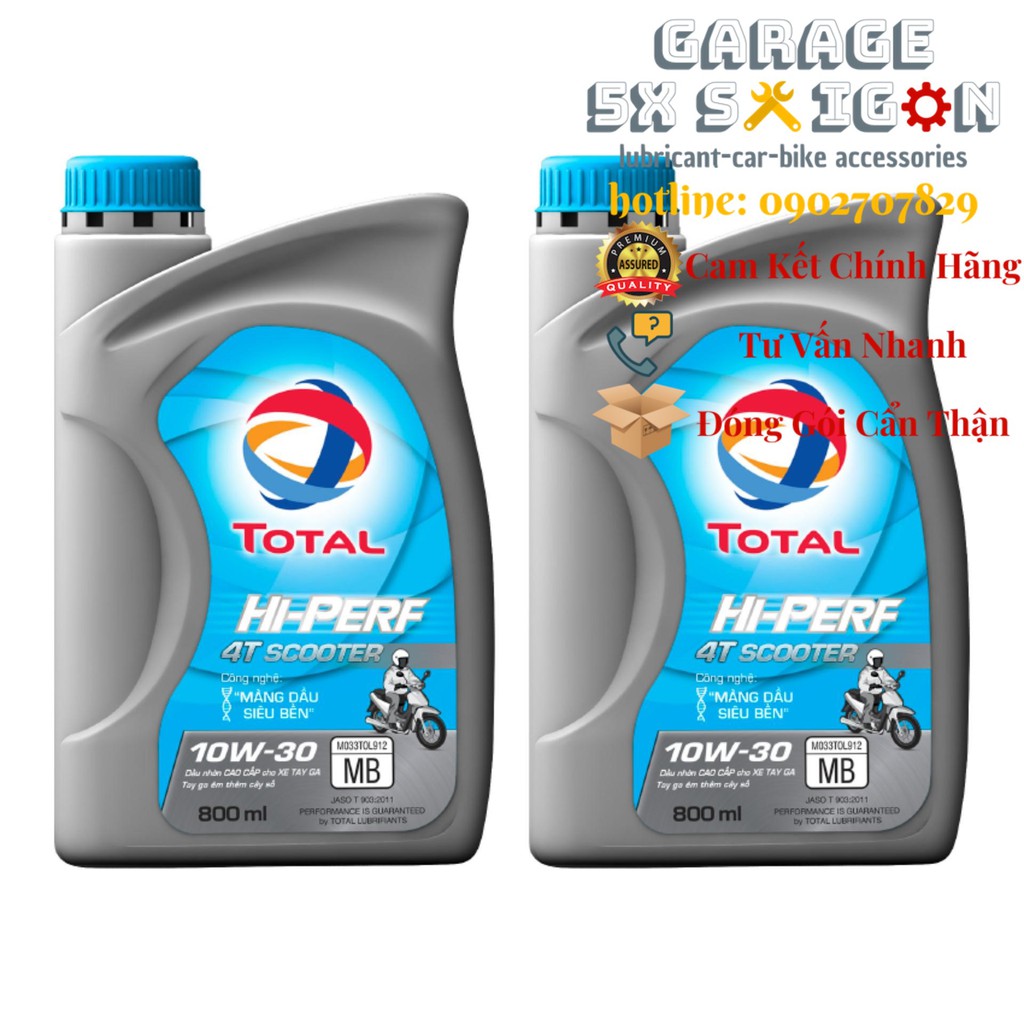 Thùng 18 bình nhớt xe tay ga Total Hi-Perf Scooter 10W30 (0.8L)