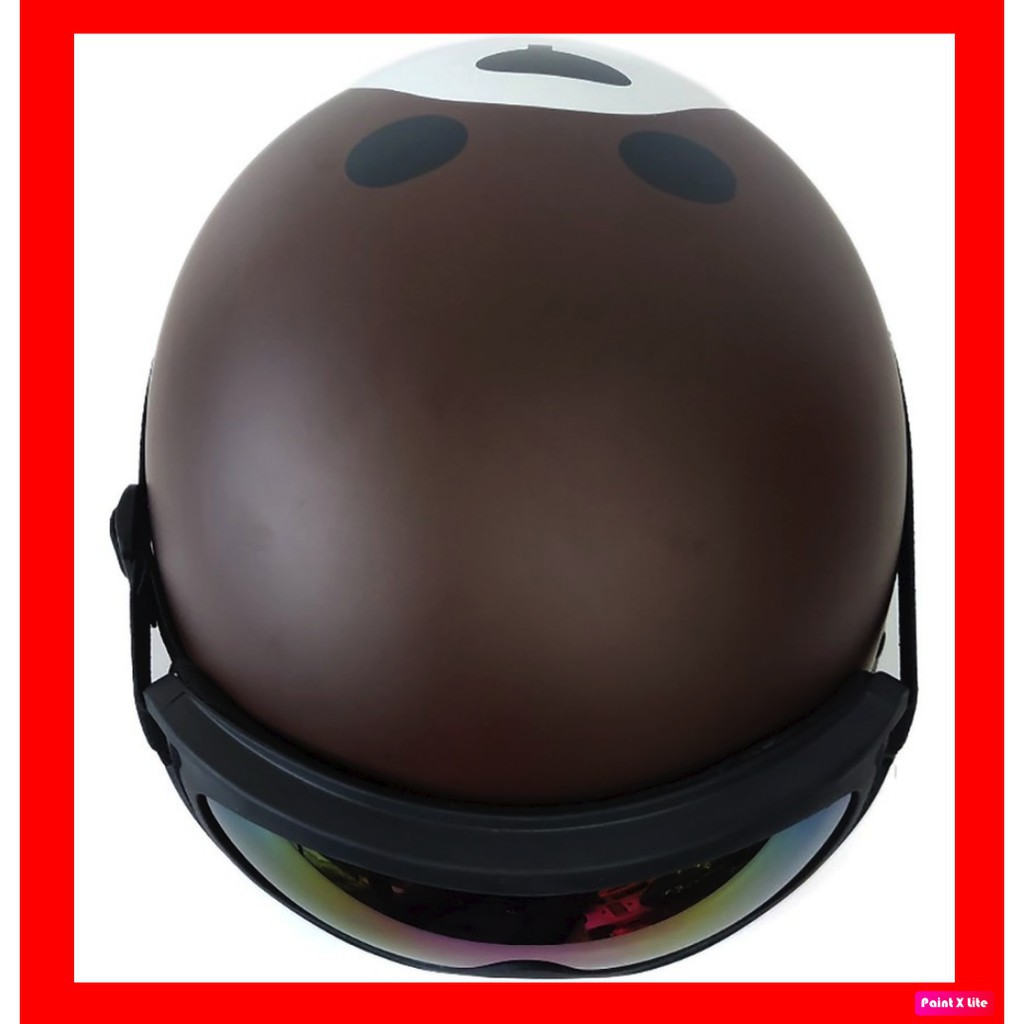 FS50K- Bộ mũ ( nón ) bảo hiểm nửa đầu 1/2 Gấu nâu/ Gấu brown + Kính uv 400 / uv400 hàng chính hãng '