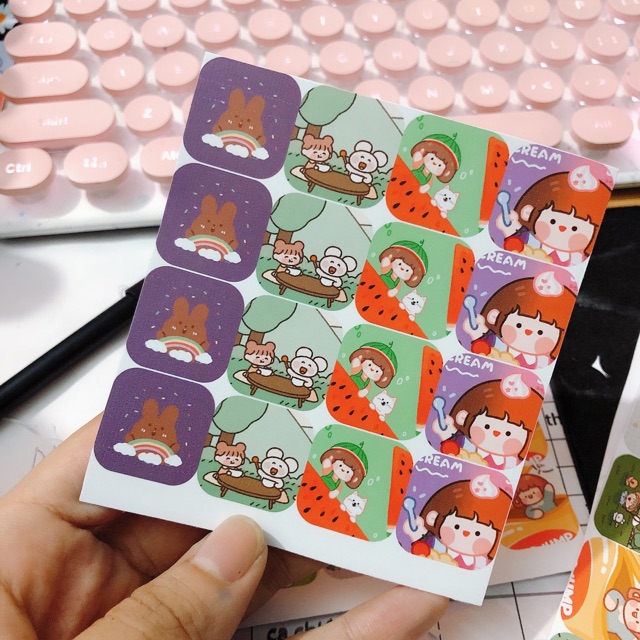 Sticker pilu ô vuông trang trí sổ vở máy tính tự cắt ST12