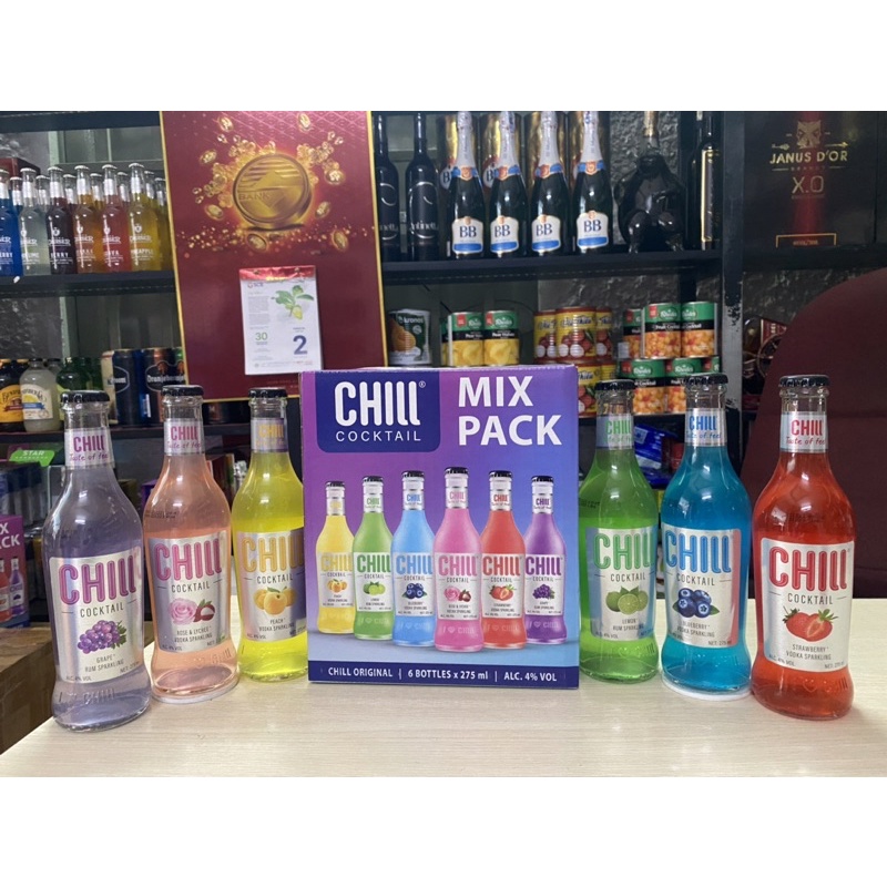 Combo Mix 6 Chai Nước Trái cây Lên Men Chill Cocktail 4% 275ml