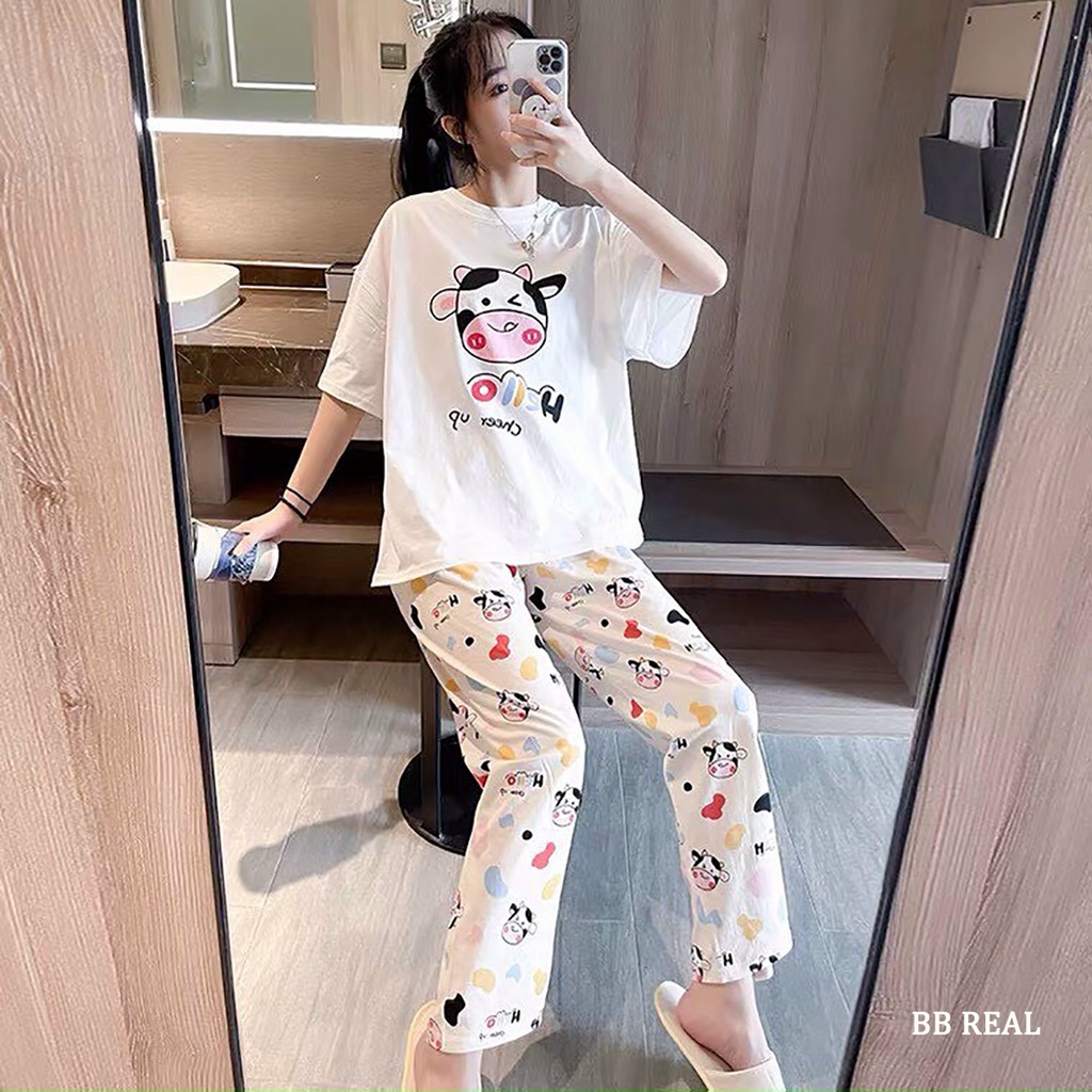 Đồ Bộ Nữ Mặc ở Nhà Bộ Đồ Ngủ Quần Dài Pijama Thun Lạnh Đẹp [CODE 41-44] Freesize Từ 45-55Kg - BB REAL | BigBuy360 - bigbuy360.vn