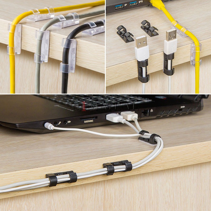 Bộ 20 Chiếc Nút Dán Tường Đi Dây Điện, Kẹp Cố Định Dây Điện Kẹp Giữ Cáp Sạc, Nẹp Dây Điện Chống Rối