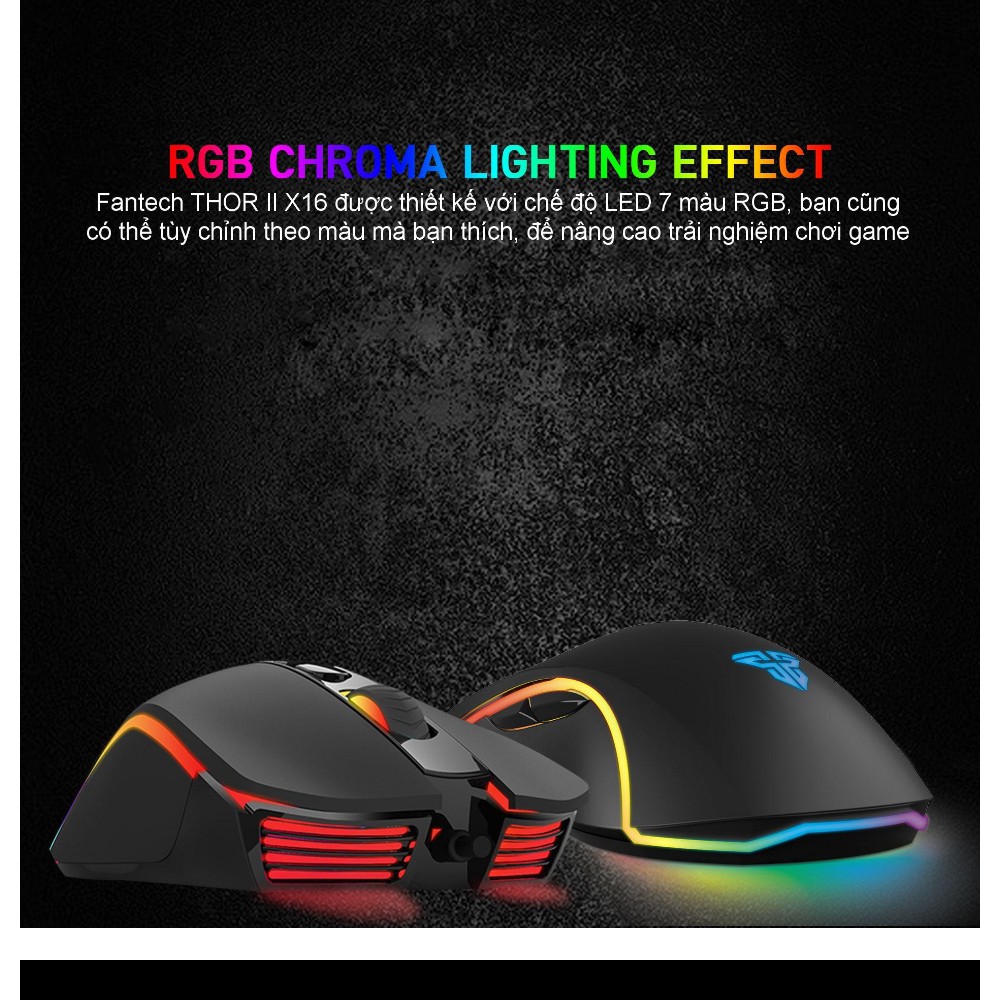 Chuột Gaming RGB 4200 DPI Có Dây 6 Nút, Dây Nilon Bện FANTECH X16 THOR II - Hãng Phân Phối Chính Thức