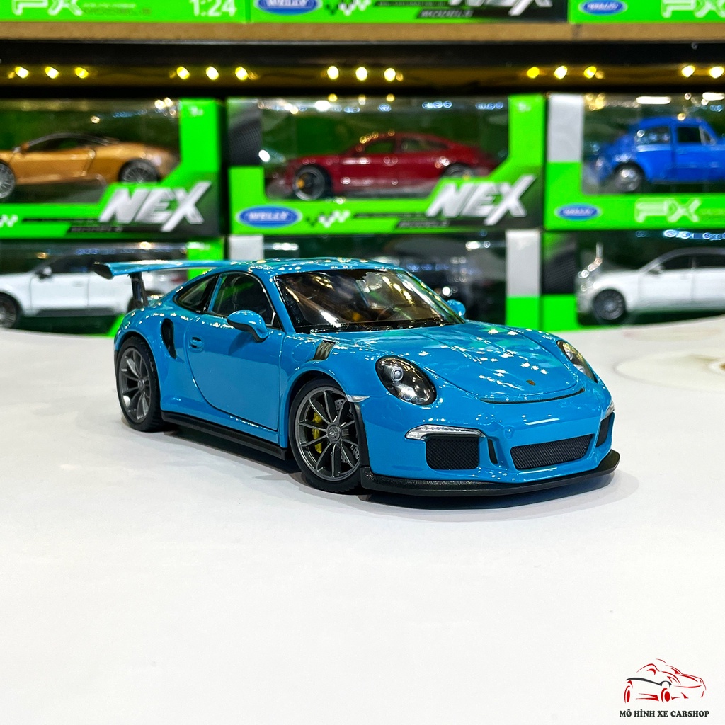 Mô hình xe ô tô Porsche 911 GT3 RS Hãng Welly tỉ lệ 1:24 màu xanh