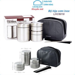 Bộ hộp cơm giữ nhiệt kèm đũa inox Lock&Lock LHC8016 chính hãng