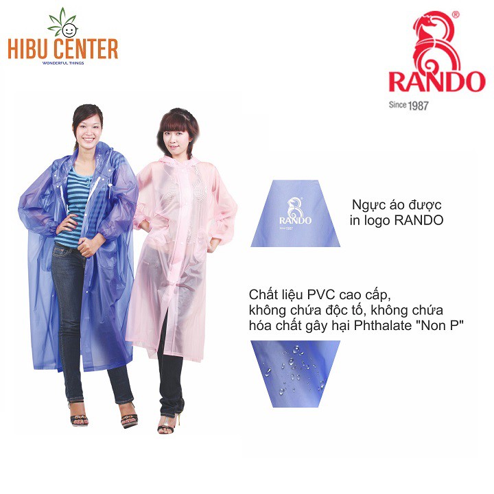 Áo Mưa RANDO Poncho Dây Kéo Trong Màu | Trẻ Trung, Thời Trang, Gọn Nhẹ | hibucenter