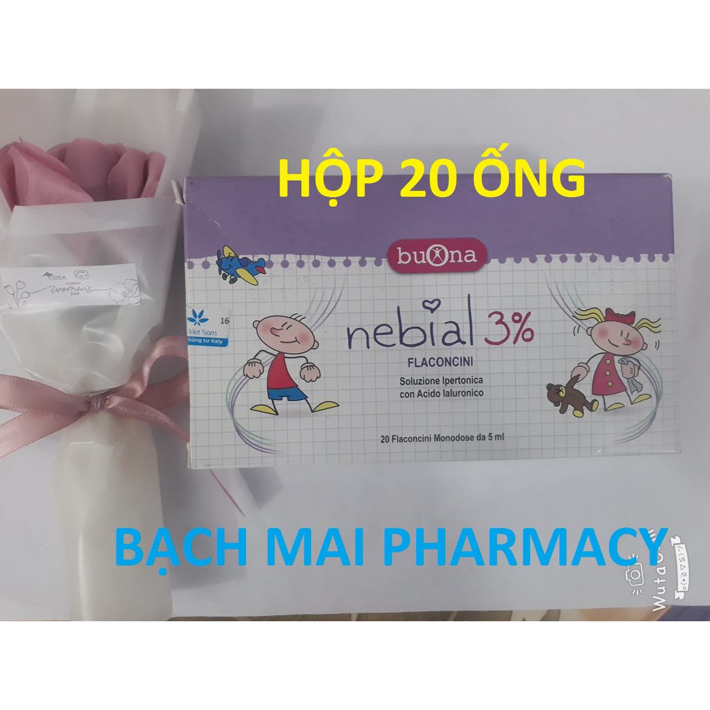 (CHÍNH HÃNG) Nebial 3% Hộp 20 ống – Dung dịch muối ưu trương nhỏ, rửa mũi cho bé