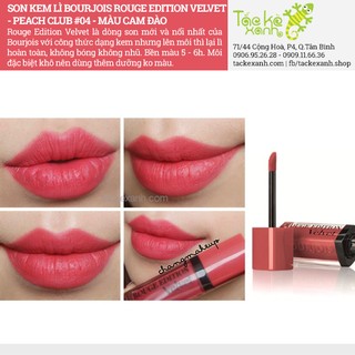 Son Kem Lì Bourjois - Peach Club 04 - Cam Đào