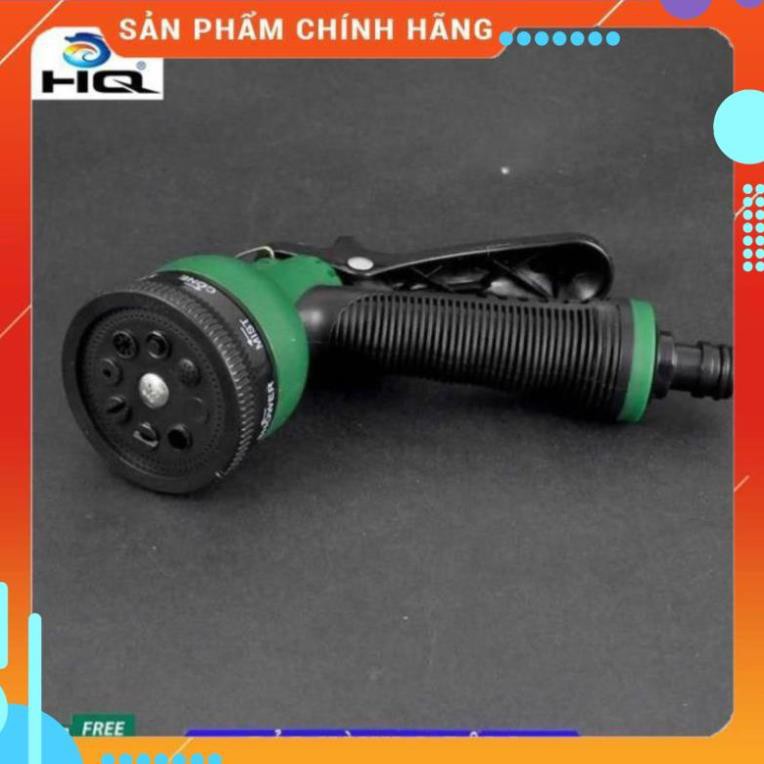 Vòi xịt rửa xe,Vòi phun nước tưới cây tăng áp thông minh 8 chế độ 815576 (cút vàng,nối xanh - dây xanh)