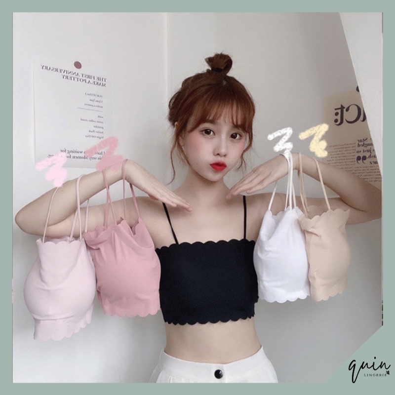 Áo Bra Đúc Su Tăm Viền Sóng Áo Lót Nữ Quây Ngang 2 dây có mút ngực