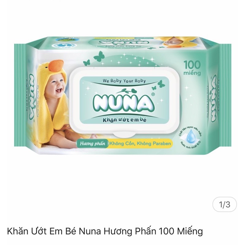 Khăn ướt Nuna Hương phấn 100miếng