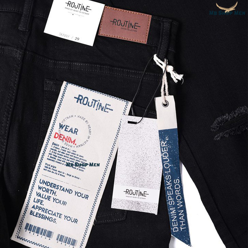 Quần jean nam đen trơn mẫu quần jean slim fit mới nhất của routine