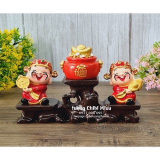 (06 mẫu) Bộ 02 tượng Thần Tài 6cm kèm túi vàng may mắn