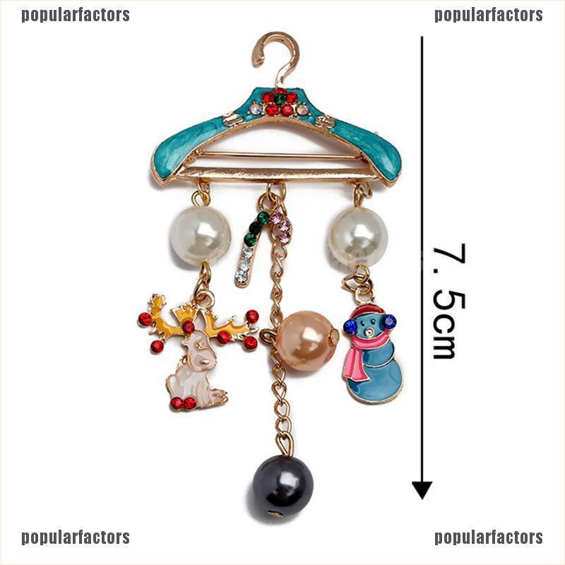 Huy Hiệu Cài Áo Hình Người Tuyết Tuần Lộc Đính Ngọc Trai Dễ Thương Thời Trang